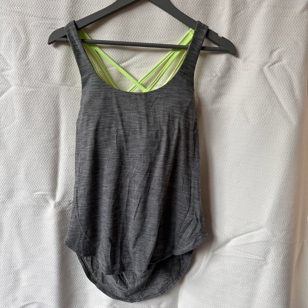 Grey lime green lululemon bra top